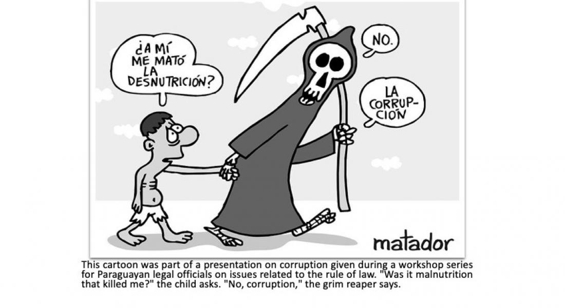 Cartoon from Paraguay depicting child and grim reaper 