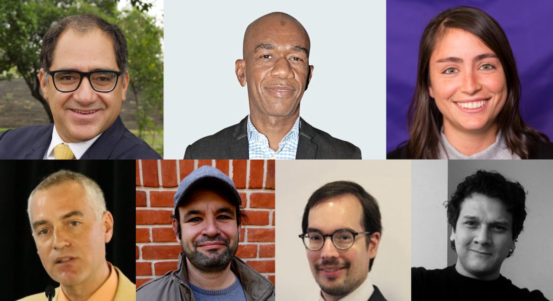 Photo grid with 7 headshots of people in story